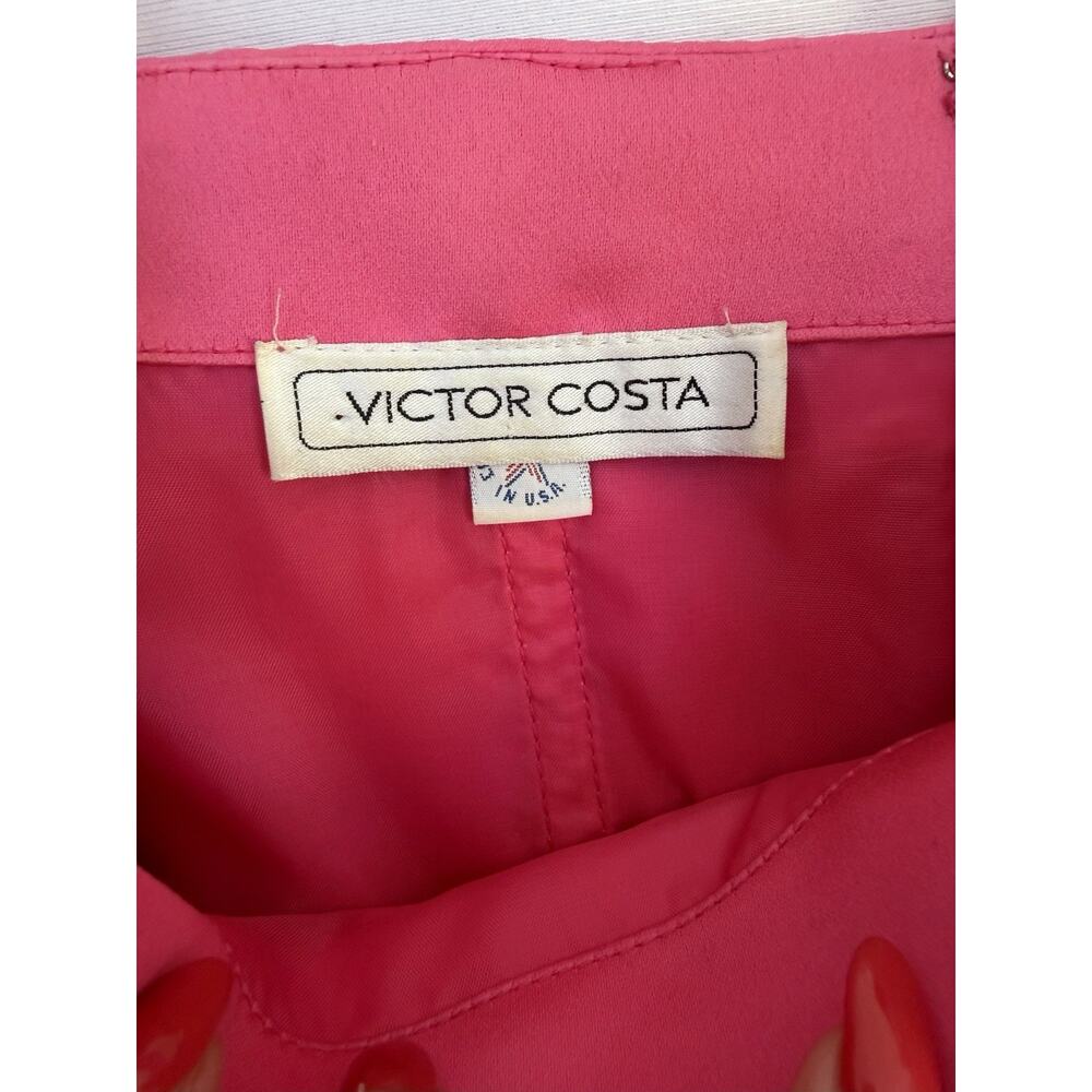 Vintage VICTOR COSTA 1980's Pink Satin Dress Gown Size 10 Knee Length Prom HoCo - Picture 10 of 16